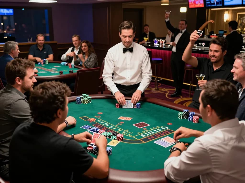 Players enjoying intense gameplay at mm 88 blackjack tables in a luxurious casino setting