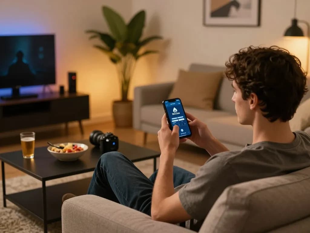 Engaging with the B52 Club app, enjoying strategic gameplay while comfortably seated at home.