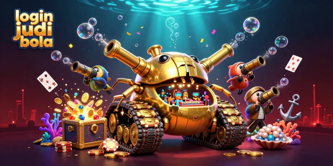 Engage in login judi bola with a vibrant and dynamic 3D casino-themed illustration capturing excitement.