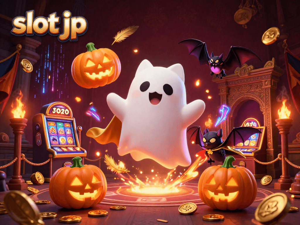 Experience thrilling adventures with the slot jp ghost cat and vampire bat in a vibrant casino scene.