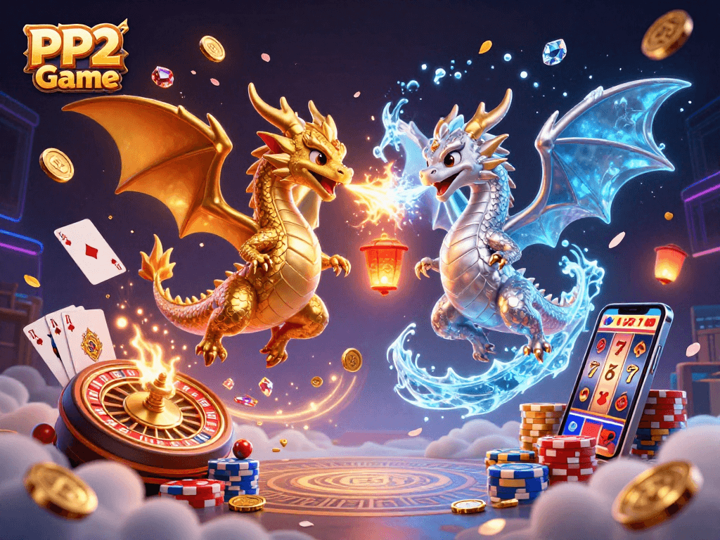 Engage with the thrilling PP2 Game featuring dynamic dragons amidst flying treasures in an exquisite casino scene.