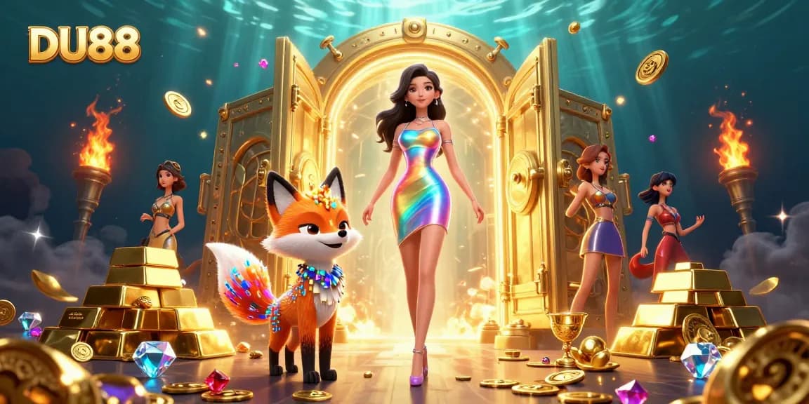 Experience the vibrant world of DU88 with an enchanting holographic scene filled with treasure and games.