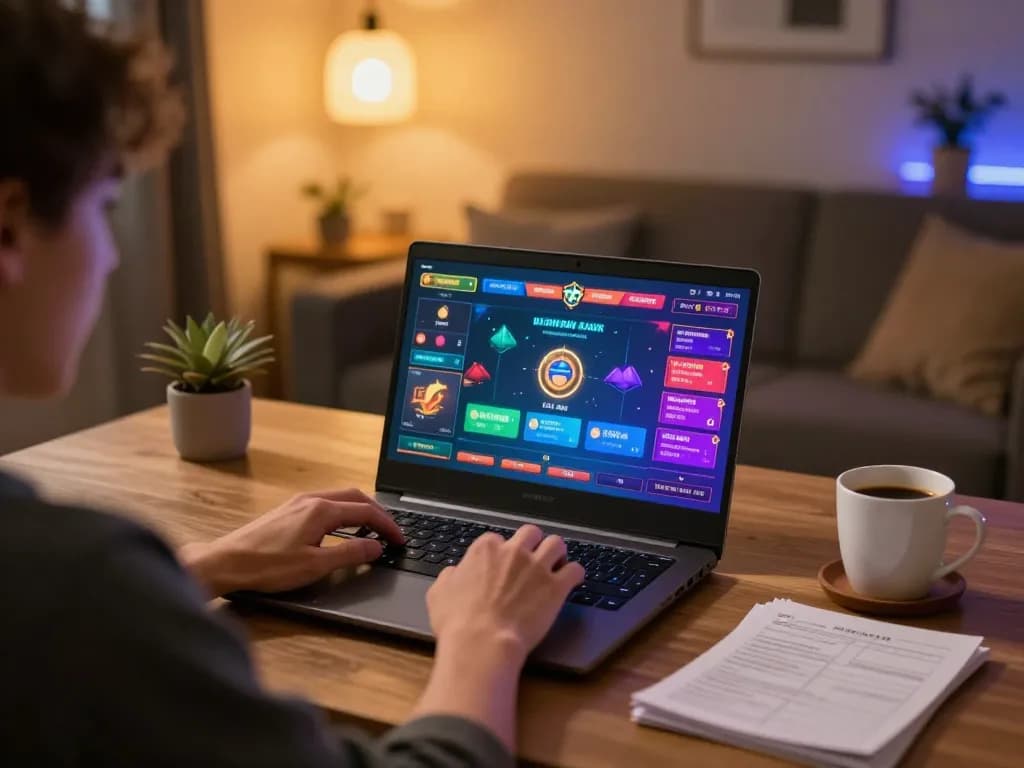 Engaging online gaming scene at NEGO77 with player immersed in casino games