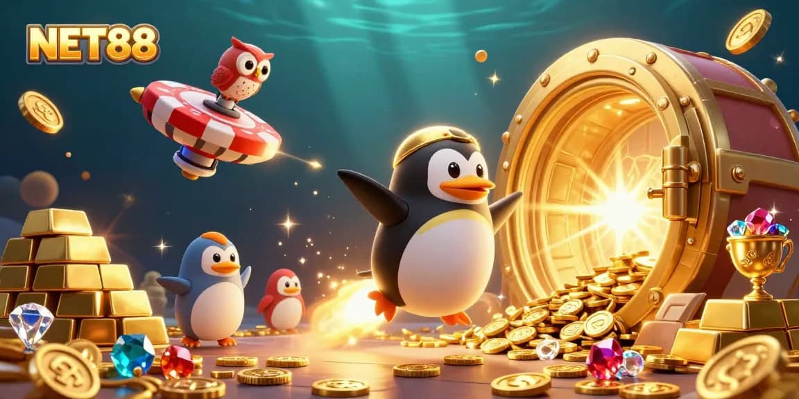 Experience NET88’s exhilarating rush with our 3D penguin and glittering casino adventure.