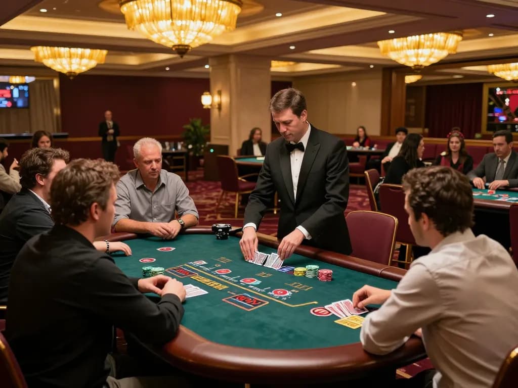 Engaging gameplay at LC88 casino blackjack table with players and dealer in action