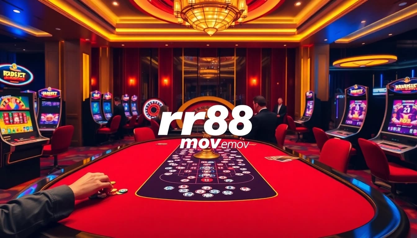 Experience the excitement of rr88 mov with vibrant casino gaming scenes featuring poker and roulette.