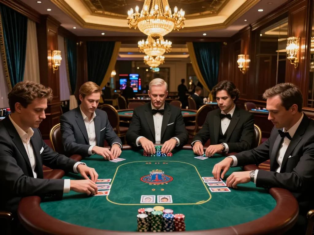 Engaged players strategizing in high-stakes poker game at LGOGOAL premium casino tables