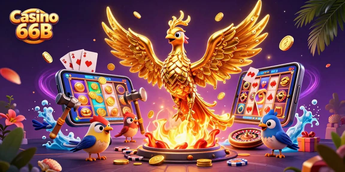 Engage with the exciting gold-filled scene at Casino 66B featuring dynamic game elements.