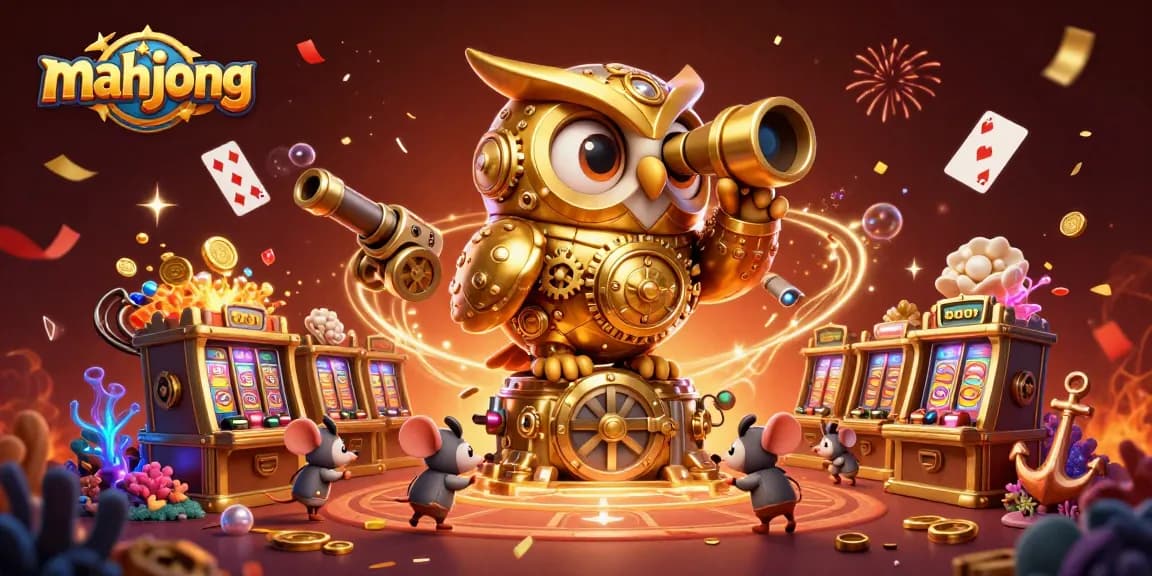 Enjoy an exciting mahjong gaming scene showcasing vibrant characters and festive decorations.