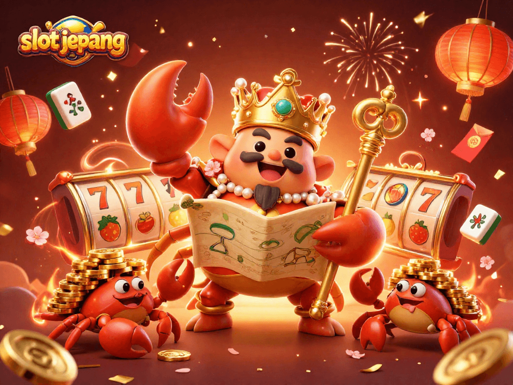 Experience thrilling wins with slot jepang in this vibrant casino scene featuring the golden crab emperor.