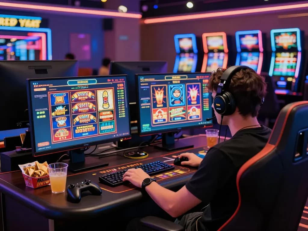 Engaging scene with online casino gaming featuring winstrike69, vibrant graphics, and dynamic atmosphere.