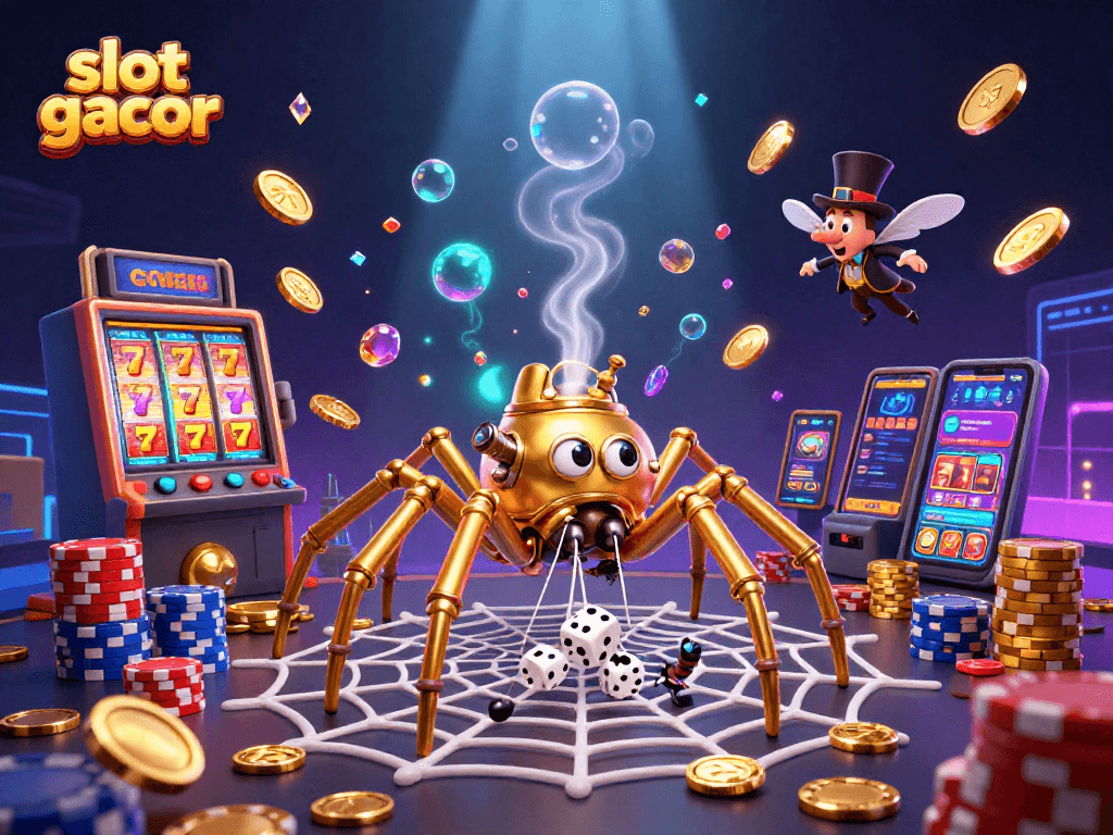 Engage with slot gacor games featuring a well-designed steampunk spider webbing magnificent jackpots and gaming elements.