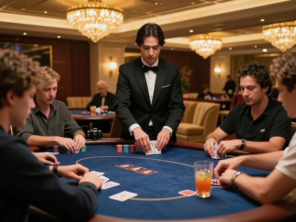 Witness thrilling poker action at W188's exclusive VIP gaming area featuring high-stakes gameplay and professional dealers.