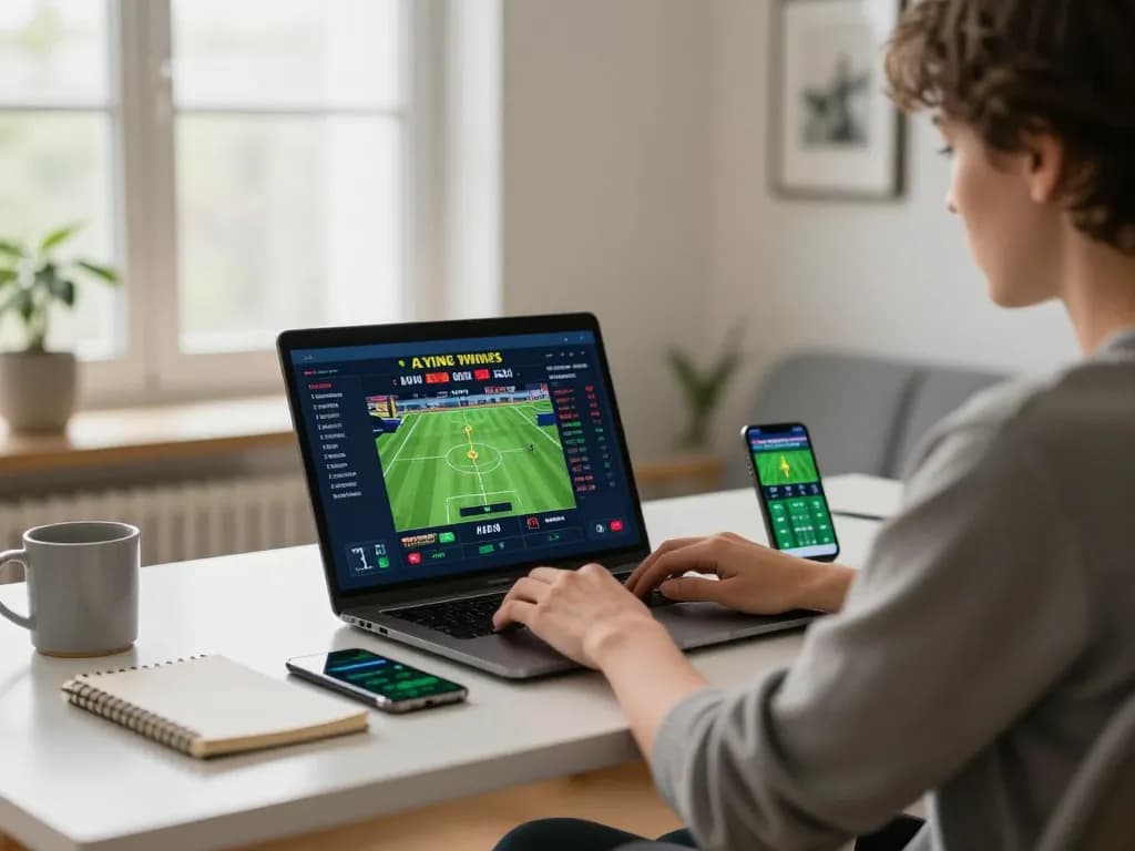 uu88 betting enthusiast placing wagers online in a cozy home office setup