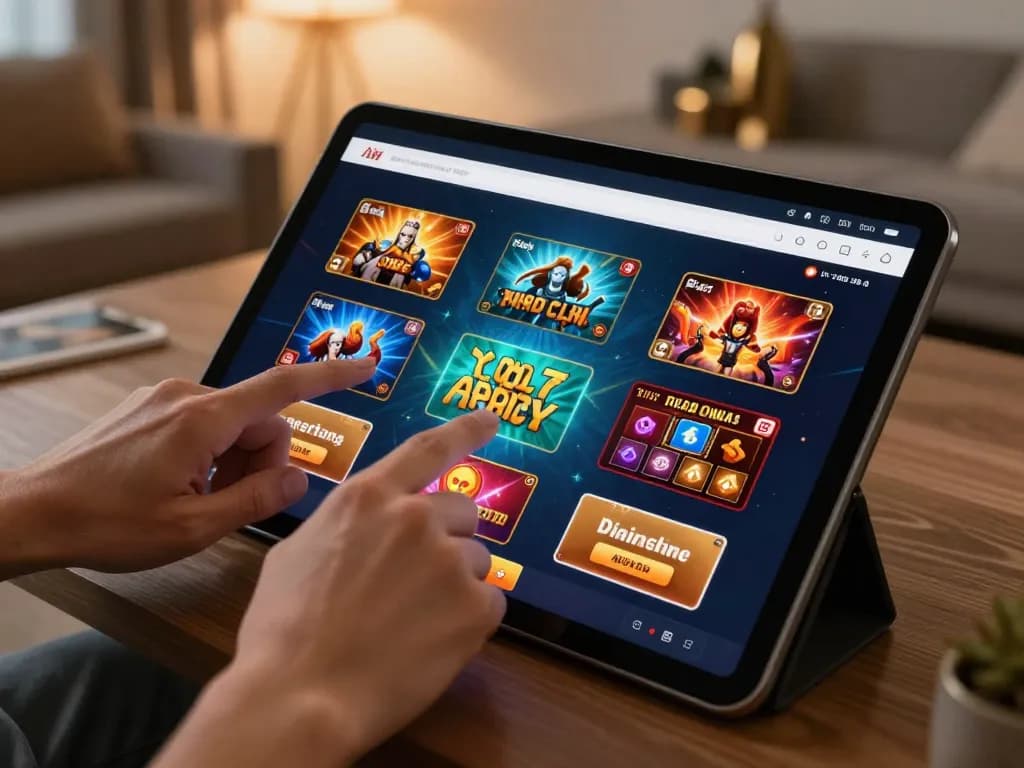 Engaging gameplay on SC88 tablet interface, showcasing dynamic casino graphics in a home scene