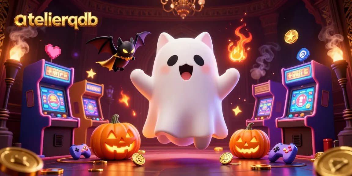 Menggunakan slot dan jackpot, atelierqdb menunjukkan kucing hantu 3D dan vampir di kasino mistis.