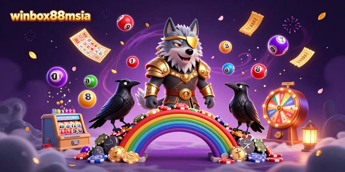 Experience thrilling gaming with winbox88msia featuring unique Norse mythology characters amidst a vibrant casino celebration.