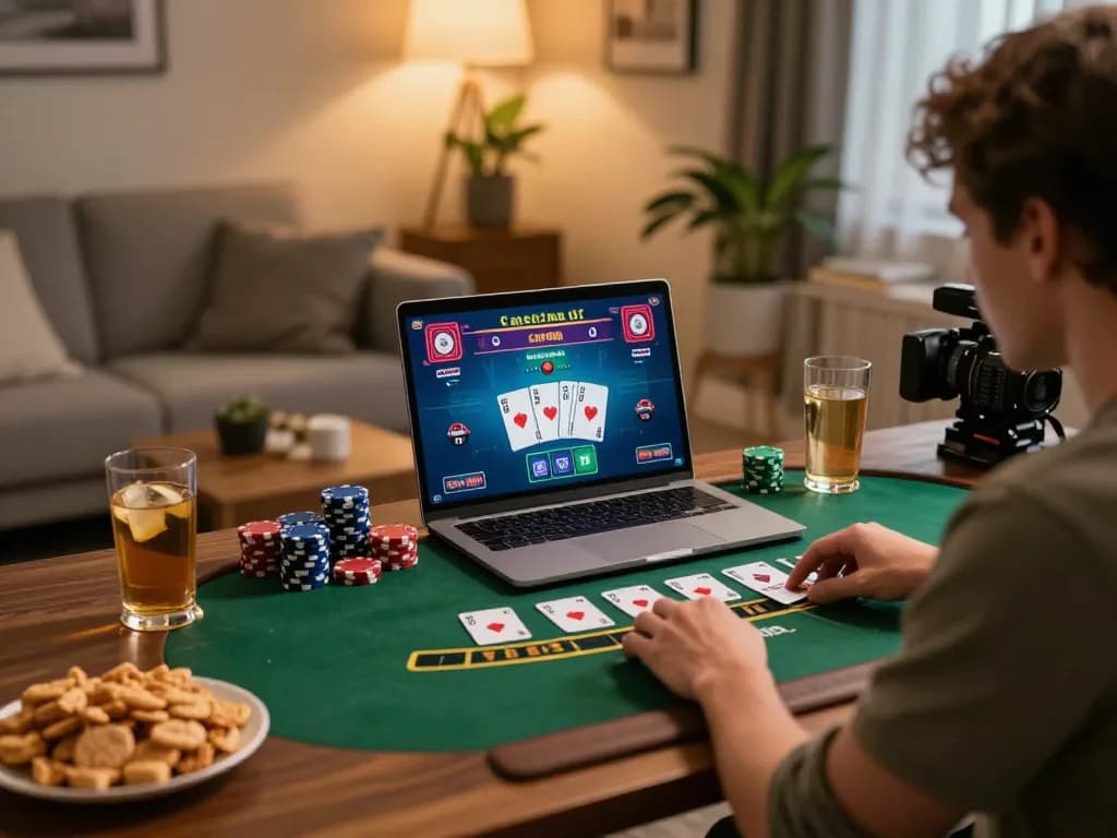 Playing live dealer blackjack online at home with XX88 TODAY platform, showcasing a strategic gaming session.
