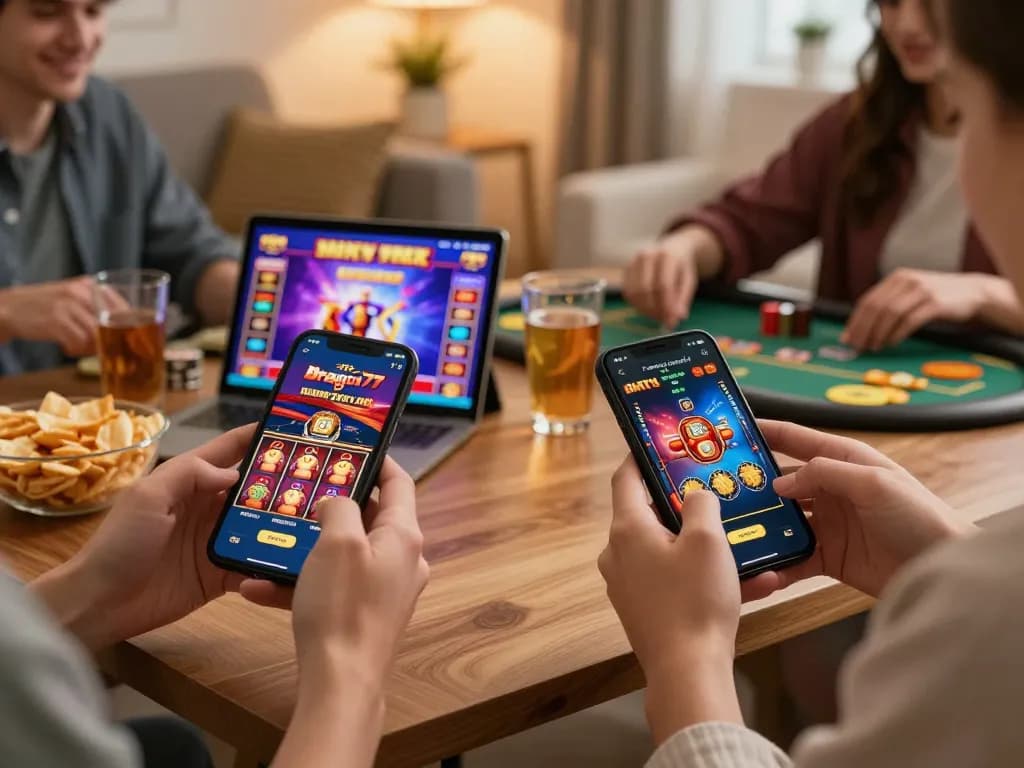 Permainan di aplikasi dragon77 ditunjukkan di smartphone, menyoroti aksi kasino online yang menarik.