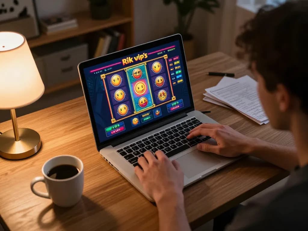 Player enjoying online games on Rik vip during a cozy home gaming session.