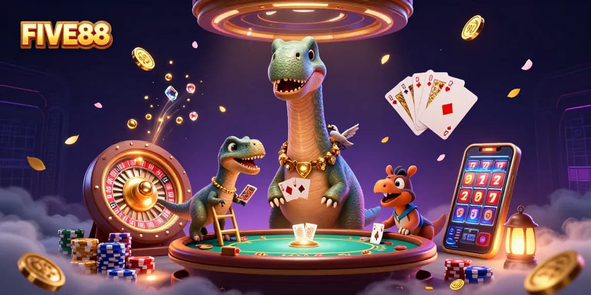 FIVE88 offers thrilling casino gameplay alongside a vibrant atmosphere filled with colorful elements.