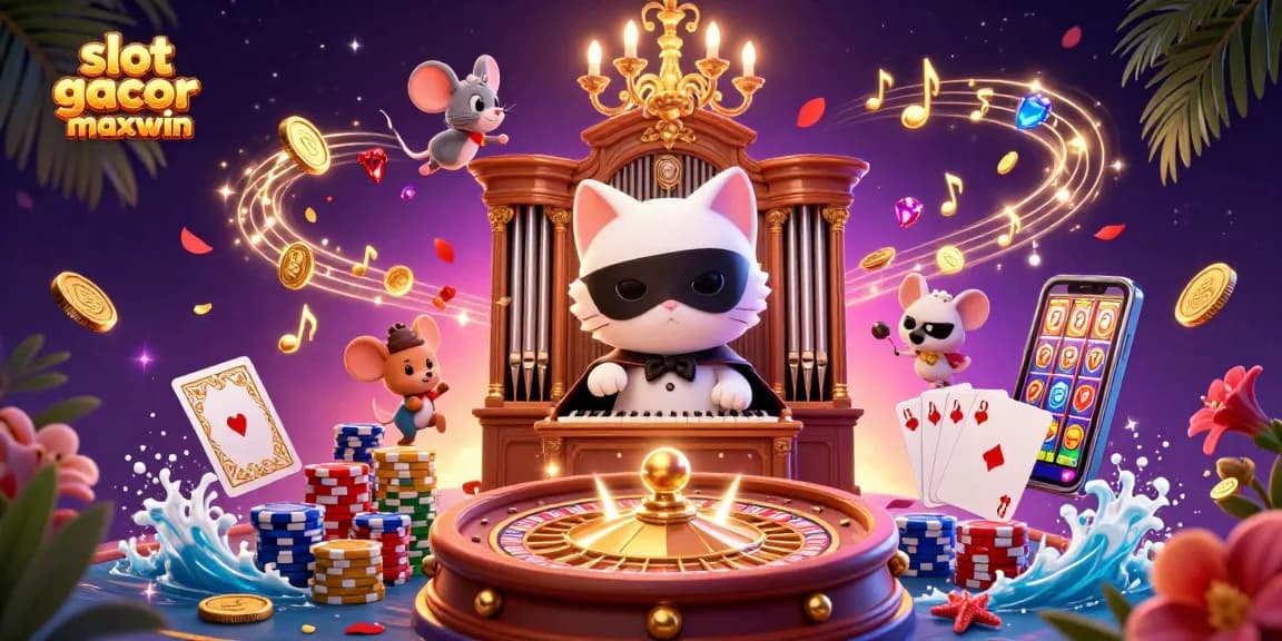 Play exciting slot gacor maxwin with captivating characters and dynamic game elements in a vibrant digital casino scene.