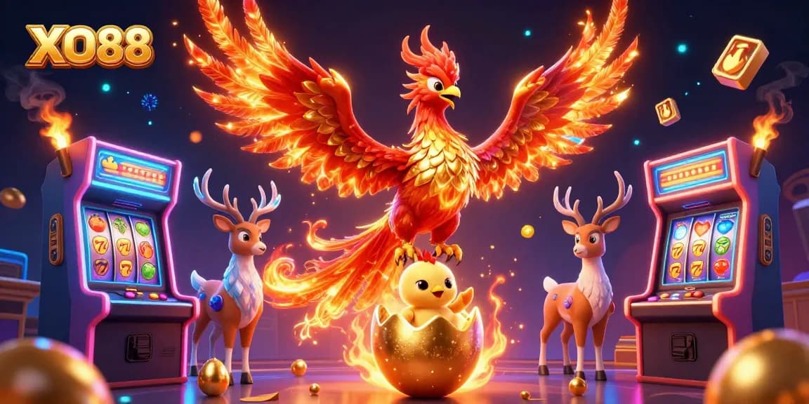 Experience the excitement of XO88 with lively 3D casino characters and vibrant gaming elements.