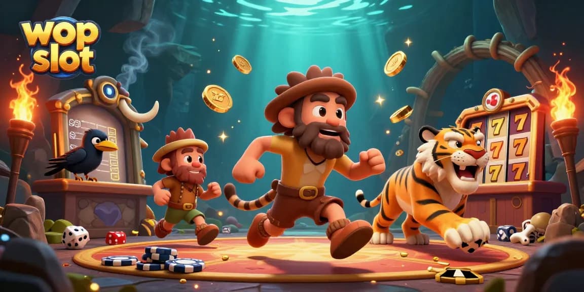 Experience thrilling gameplay with wop slot in a lively prehistoric casino atmosphere.