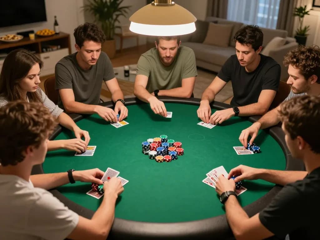 Players strategizing at a poker table while enjoying the online experience at 7-hd.