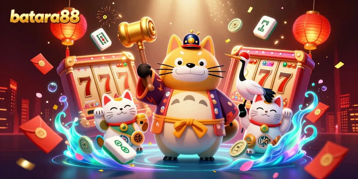 Experience the excitement of batara88 with vibrant slot machines and enchanting characters in a lively casino setting.