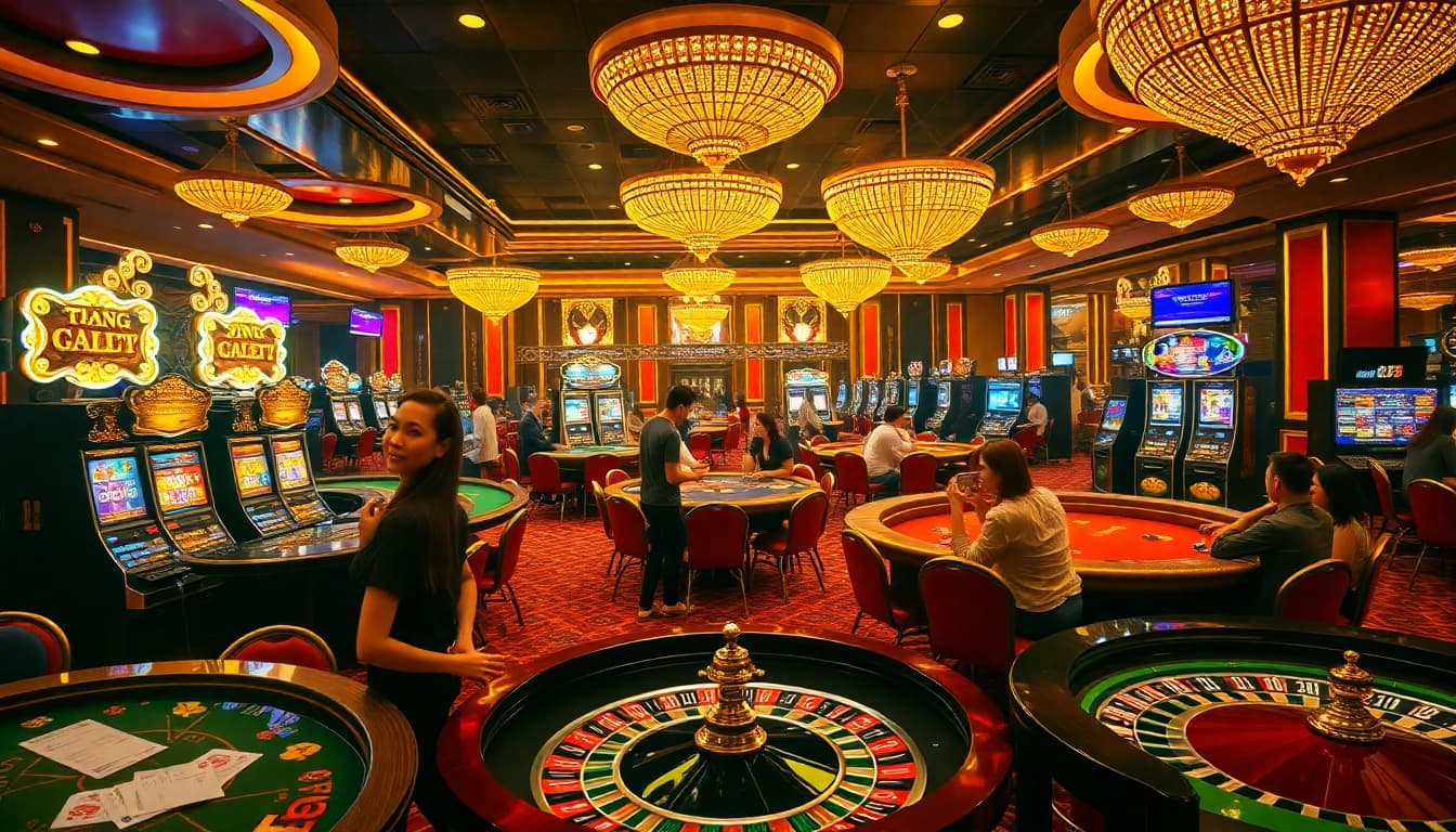 Experience the thrill of gaming at TRANG CHỦ VT88 with players enjoying the luxury of a casino environment.