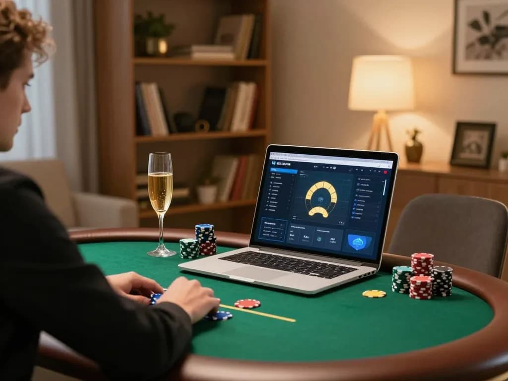 Player enjoying an engaging online poker game on 789F from a stylish home office.