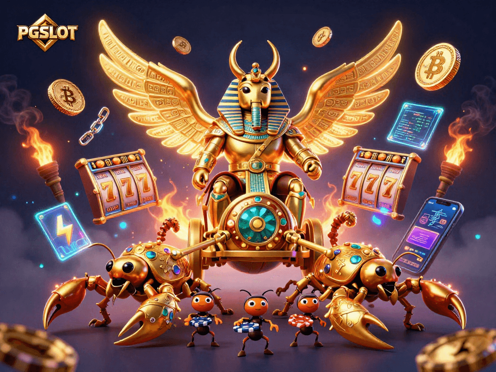 Experience thrilling PG SLOT action with a golden scarab championing the jackpot journey.