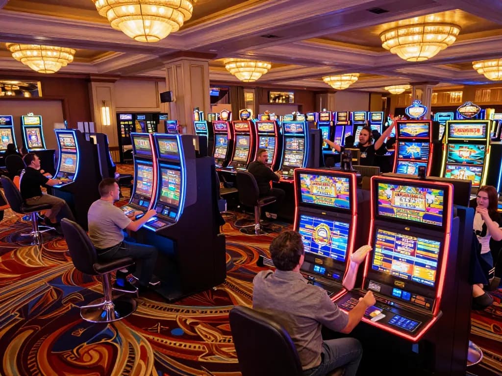 vin 88 players enjoying lively slot machine action in an exciting casino atmosphere