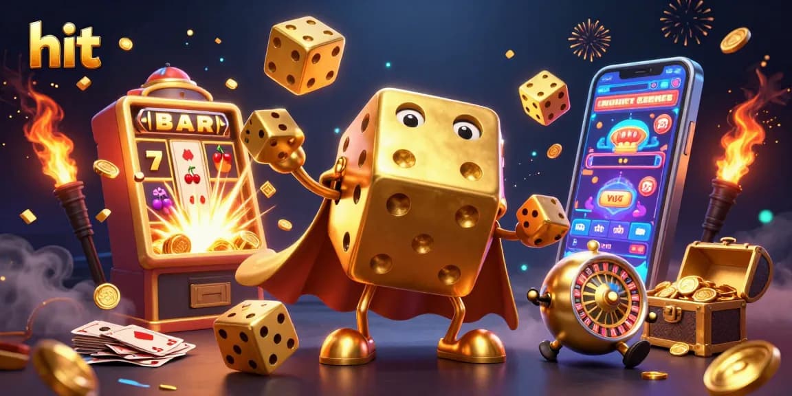 Hit the jackpot with a golden dice golem and exciting casino elements in a vibrant scene.