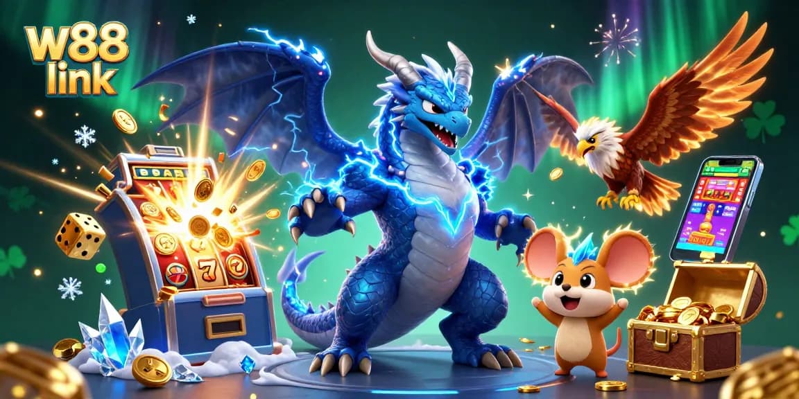 Experience thrilling gaming with the dynamic w88 link, showcasing exciting casino visuals and vibrant characters.