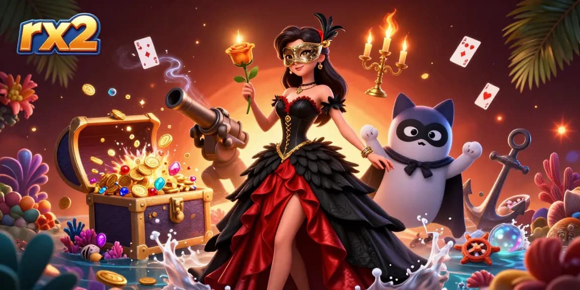 Experience thrilling gameplay at rx2 with vibrant casino characters and dynamic treasures.