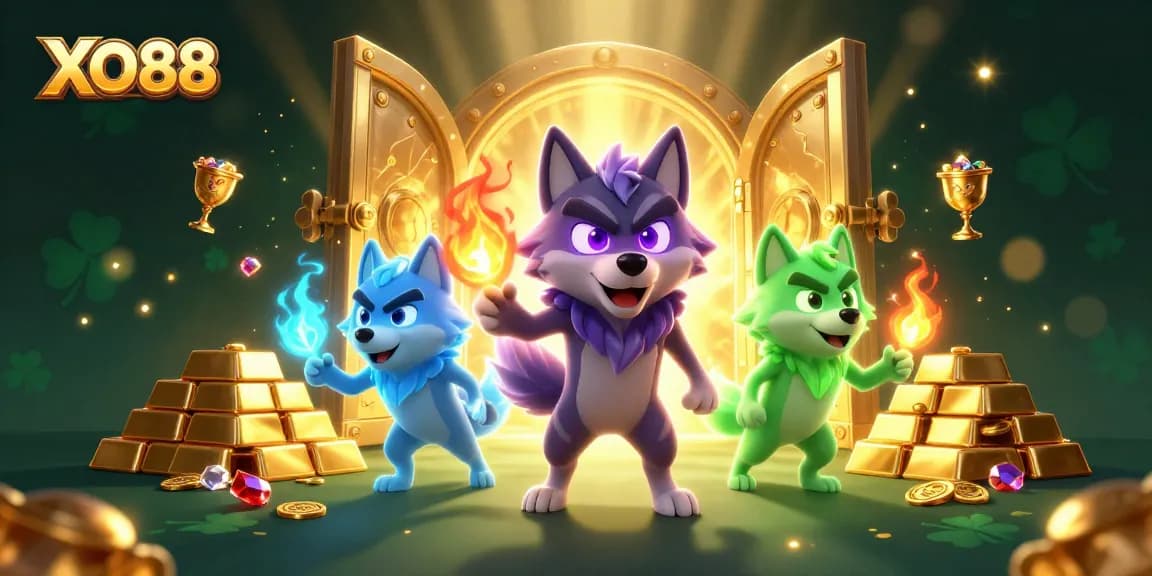 Experience thrilling action at XO88 with the captivating glow of ghostly wolves and vibrant treasure.