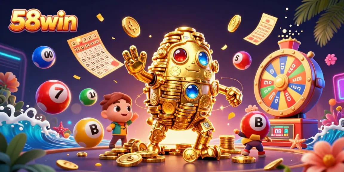 Engage with 58win's exciting gaming world filled with vibrant elements and dynamic gambling activities.