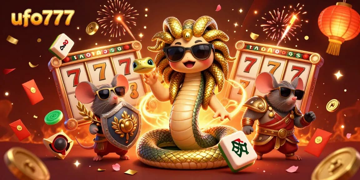 Experience excitement with ufo777's vibrant 3D casino illustration featuring Medusa and dynamic game elements.