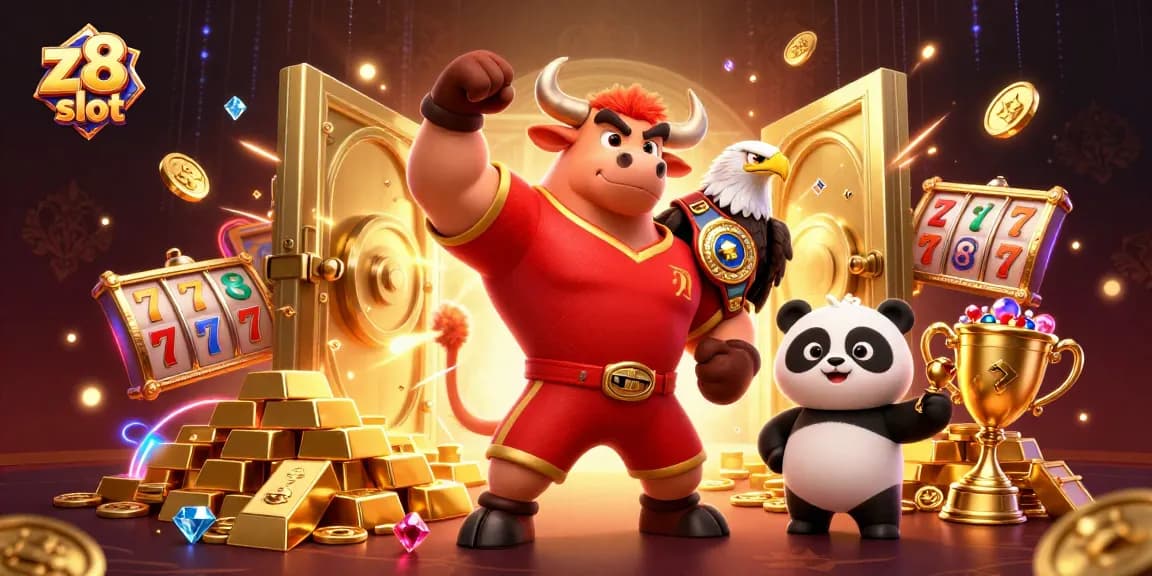 Experience the thrill of z8 slot with dynamic characters and engaging casino elements in a vibrant scene.