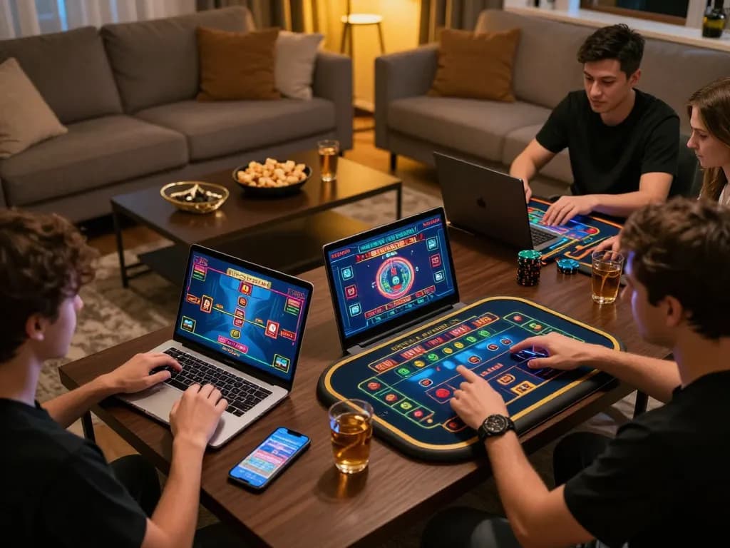 Players enjoying dynamic online gaming at Hitclub from home, showcasing excitement and interaction