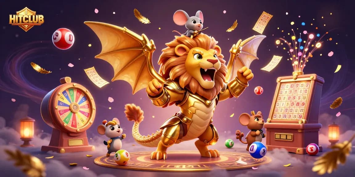 Experience the excitement of HITCLUB with dynamic lottery elements and engaging characters in a vibrant casino scene.