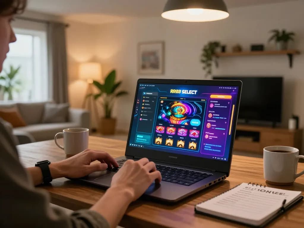 Engaging with RR88 SELECT platform through a cozy home gaming setup while practicing responsible gambling