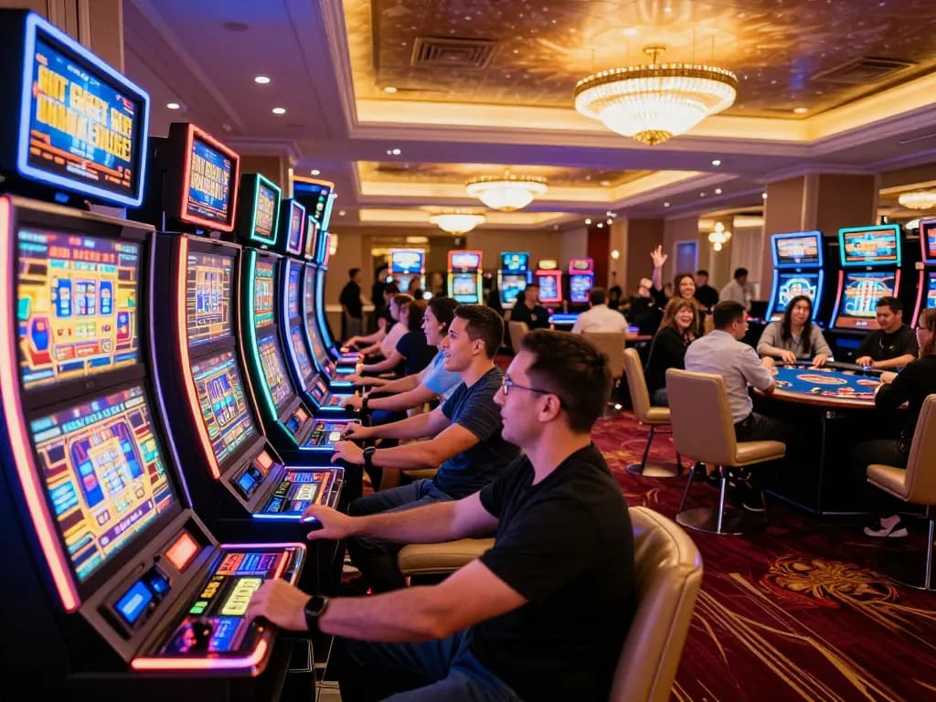 Players enjoying vibrant slot machines at MM88 TODAY casino for an exciting gaming experience