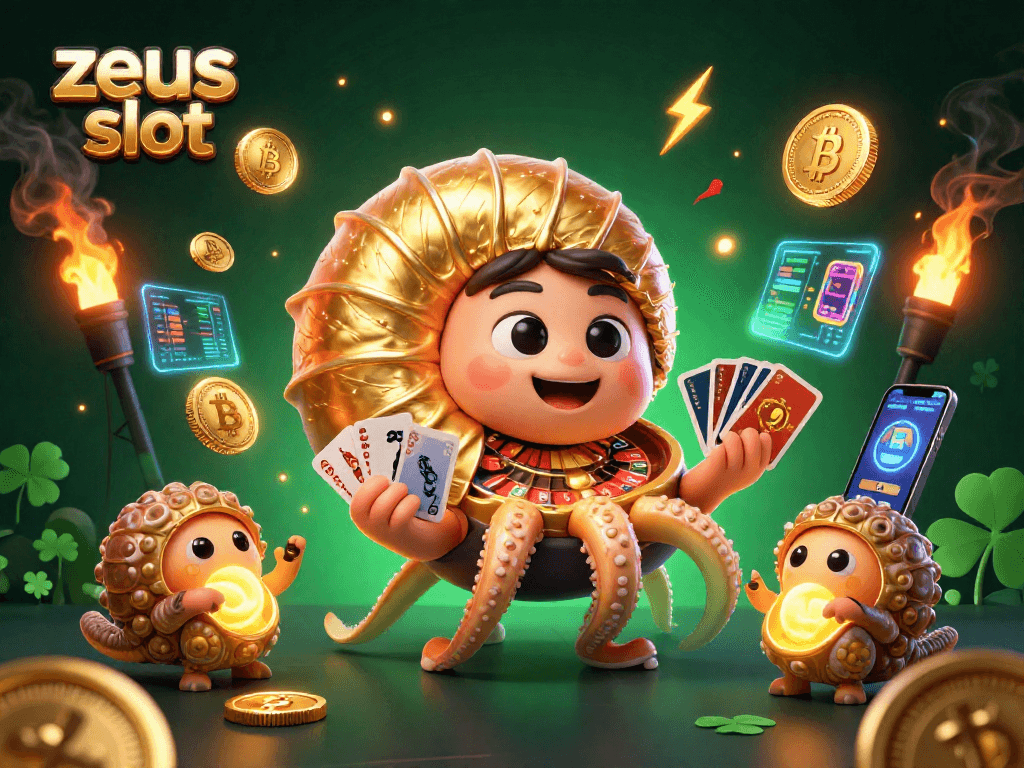 Spin the zeus slot with vibrant sea creatures and glowing golden elements for big wins!