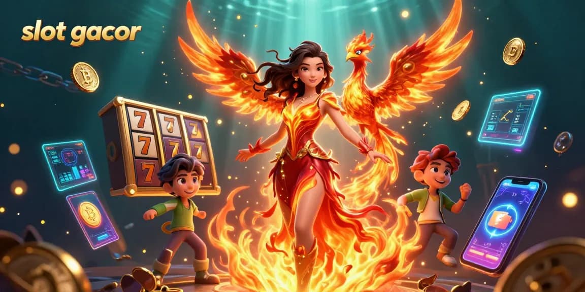 Experience the thrill of slot gacor with a fiery scene showcasing dynamic gaming elements and characters.