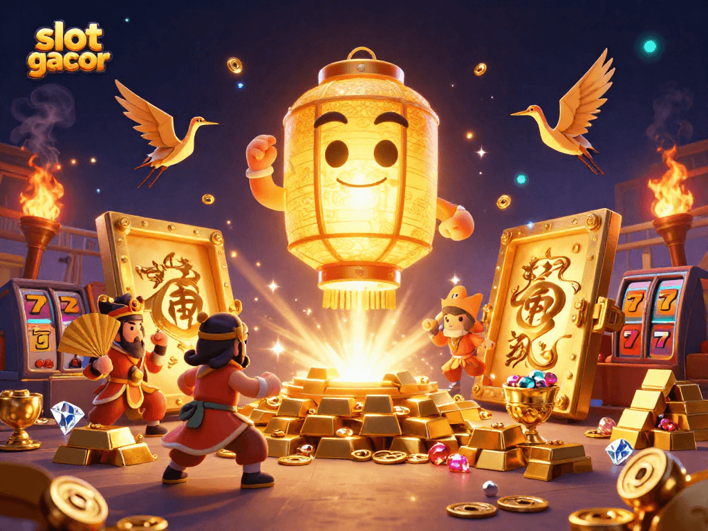 Experience the excitement of slot gacor with our vibrant and dynamic casino illustration.