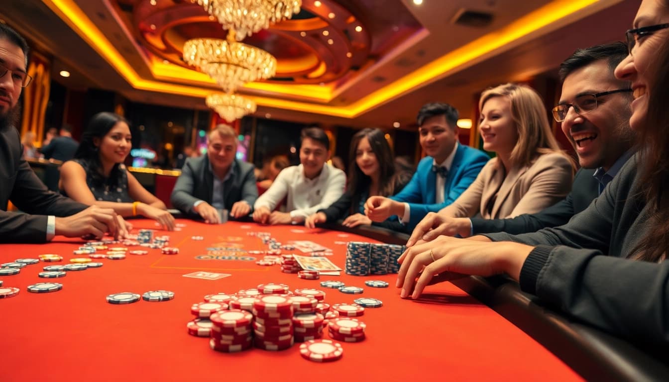 Memenangkan game dalam inultogel di meja kasino yang penuh warna.