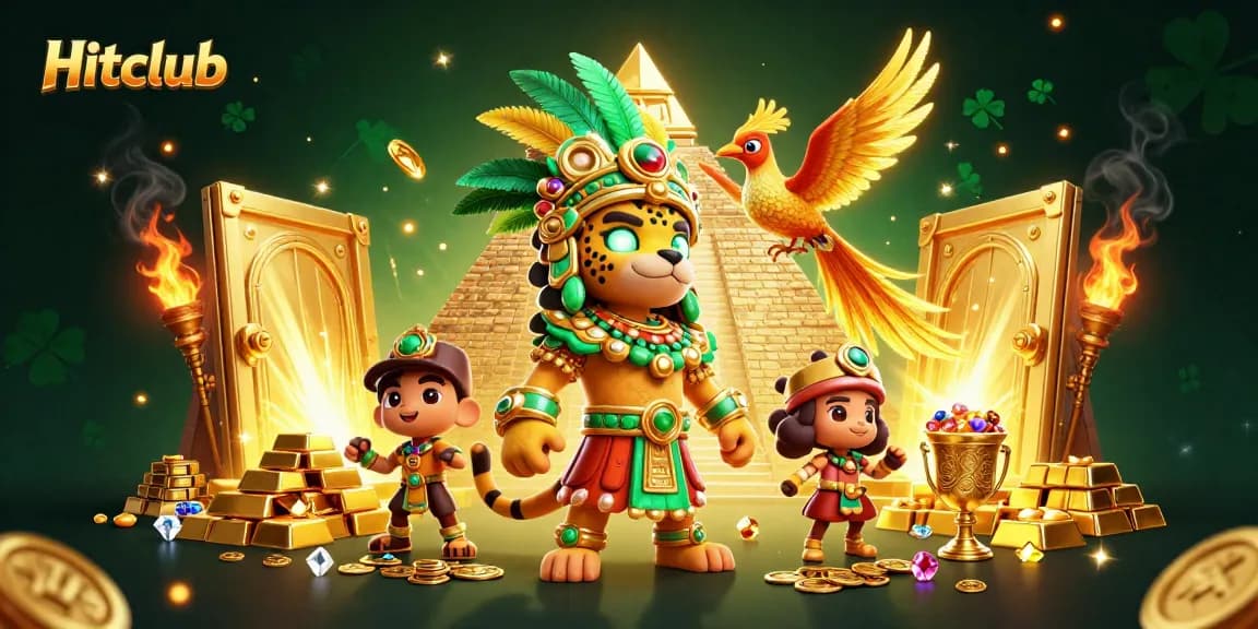 Experience excitement at Hitclub with a vibrant scene featuring treasures and Mayan elements.
